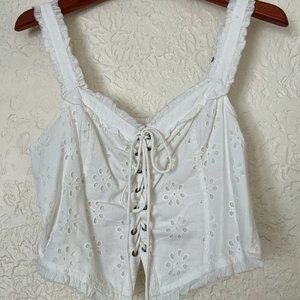 Urban Outfitters Layla Eyelet Corset Top - White Size M